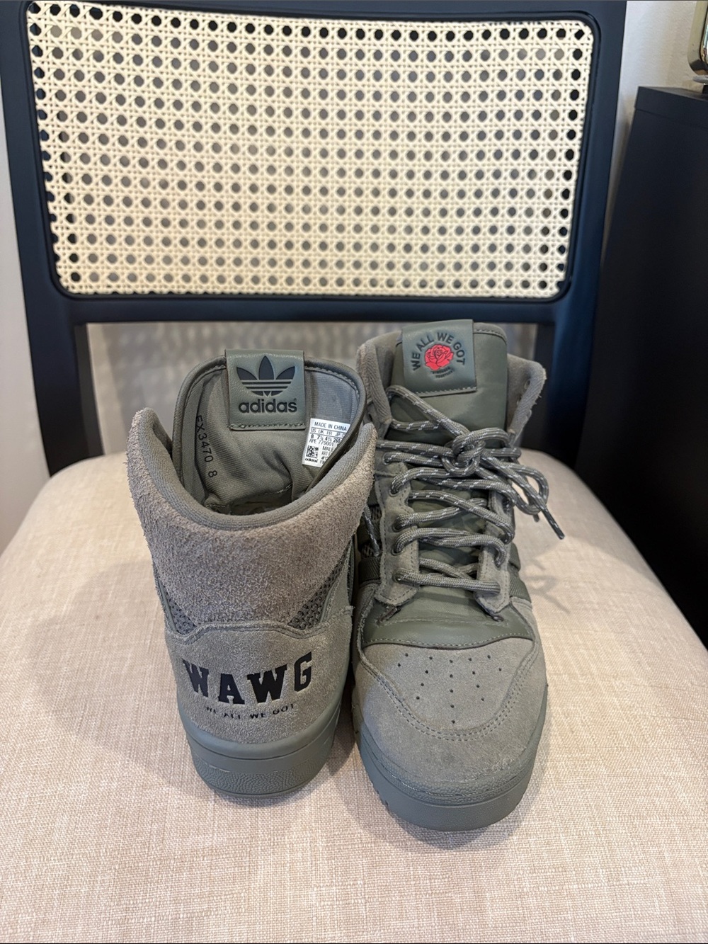 adidas WAWG High-Top Sneakers in Olive Green